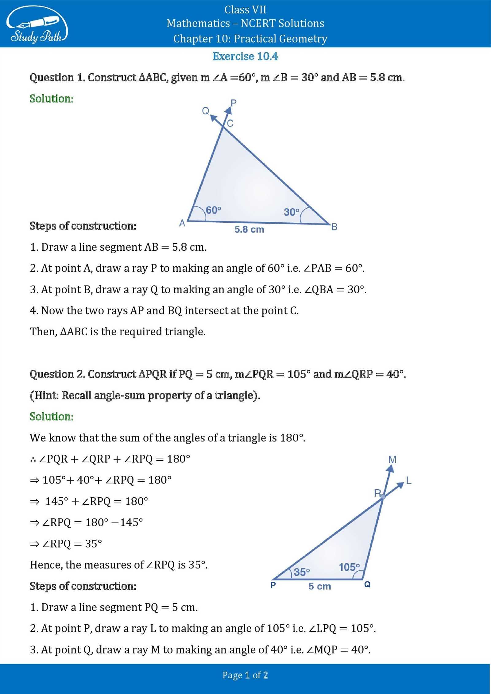 geometry 10.4 answers