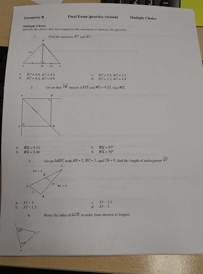 geometry fall semester exam review answers