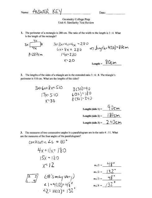 geometry final exam review answer key