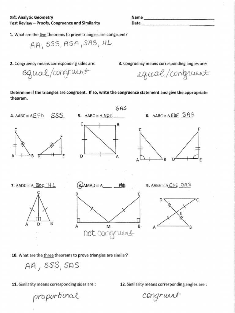 geometry final exam review answer key