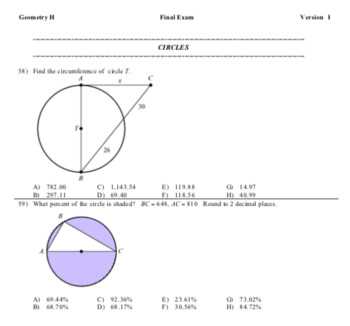 geometry semester 2 final exam answer key