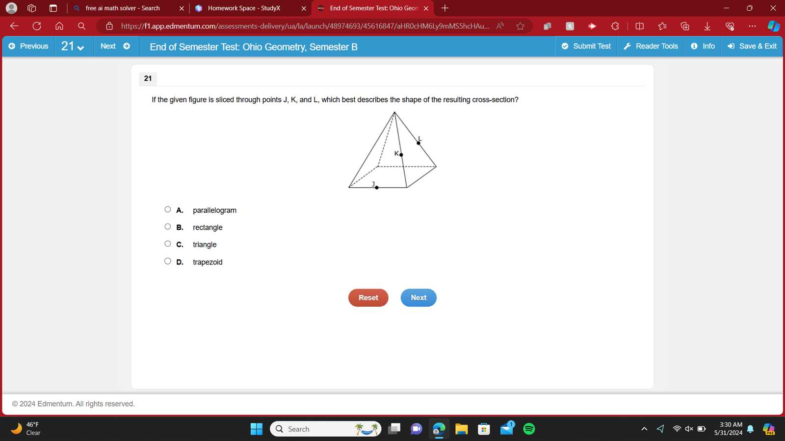 geometry semester exam study guide answers