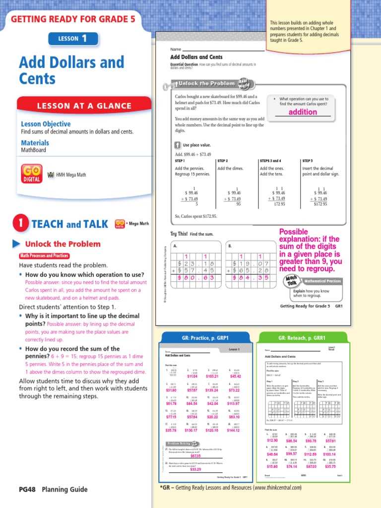 go math answer key grade 5