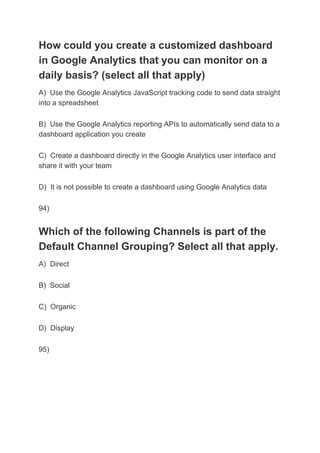 google analytics for beginners exam answers