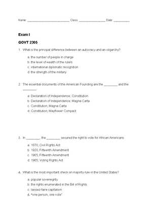 govt 2305 exam 2