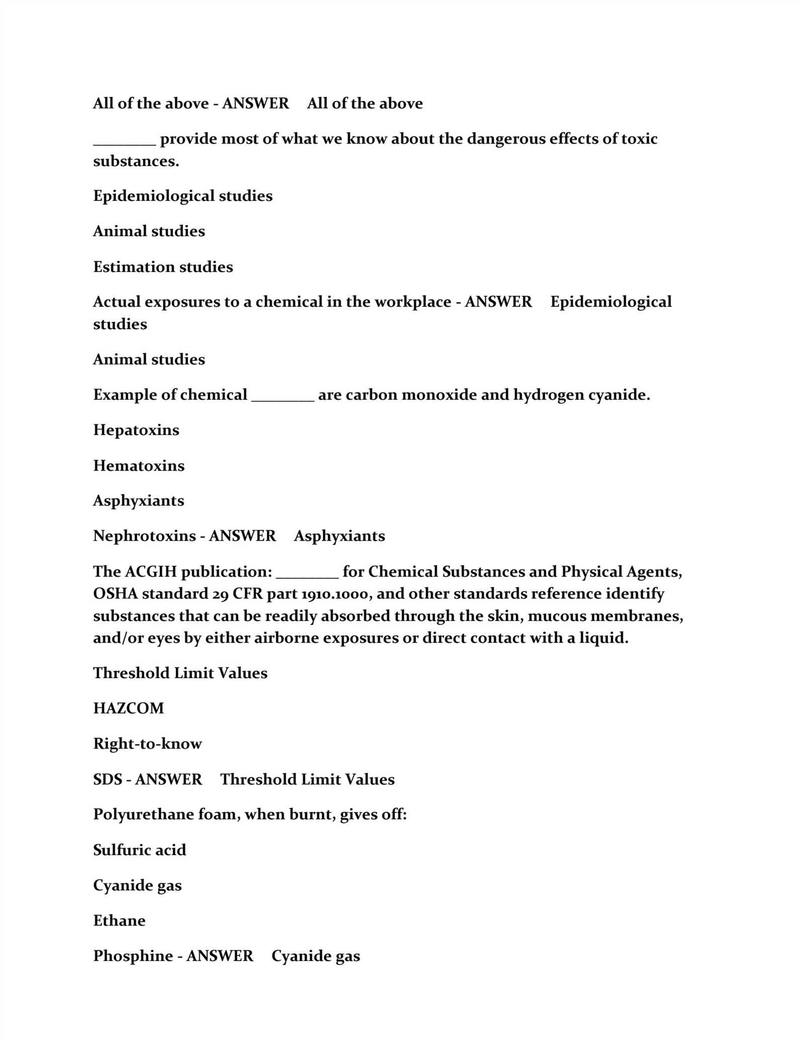 hazwoper test answers