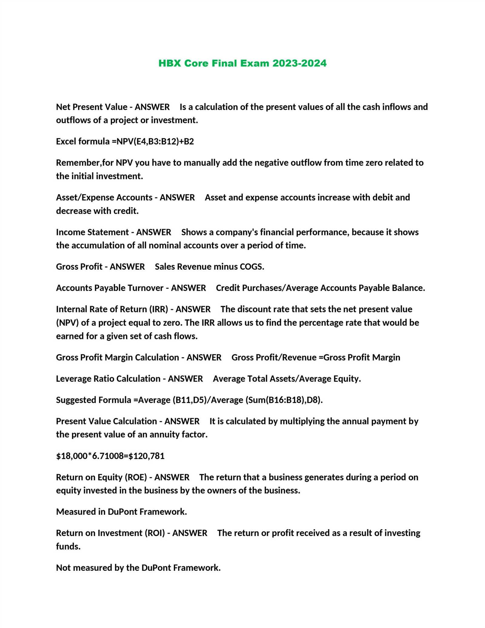 hbx core final exam answers