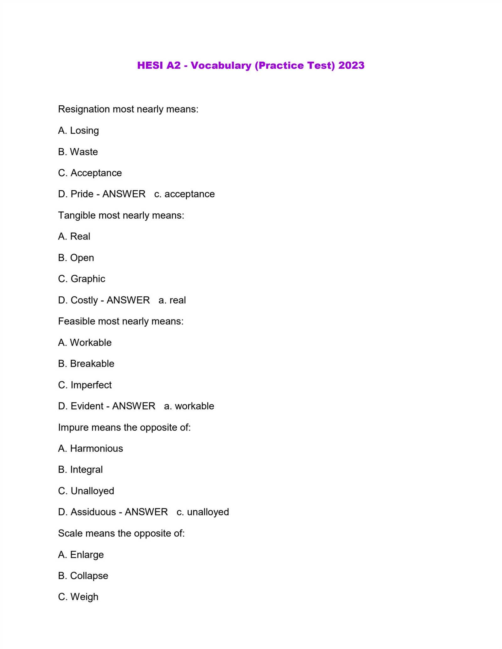 hesi vocabulary practice exam