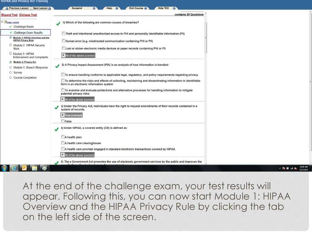 hipaa and privacy act challenge exam answers