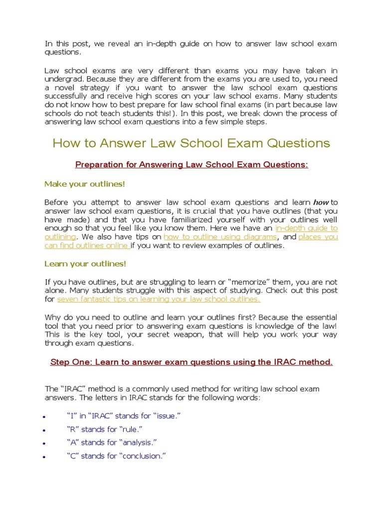 how to answer law exam questions