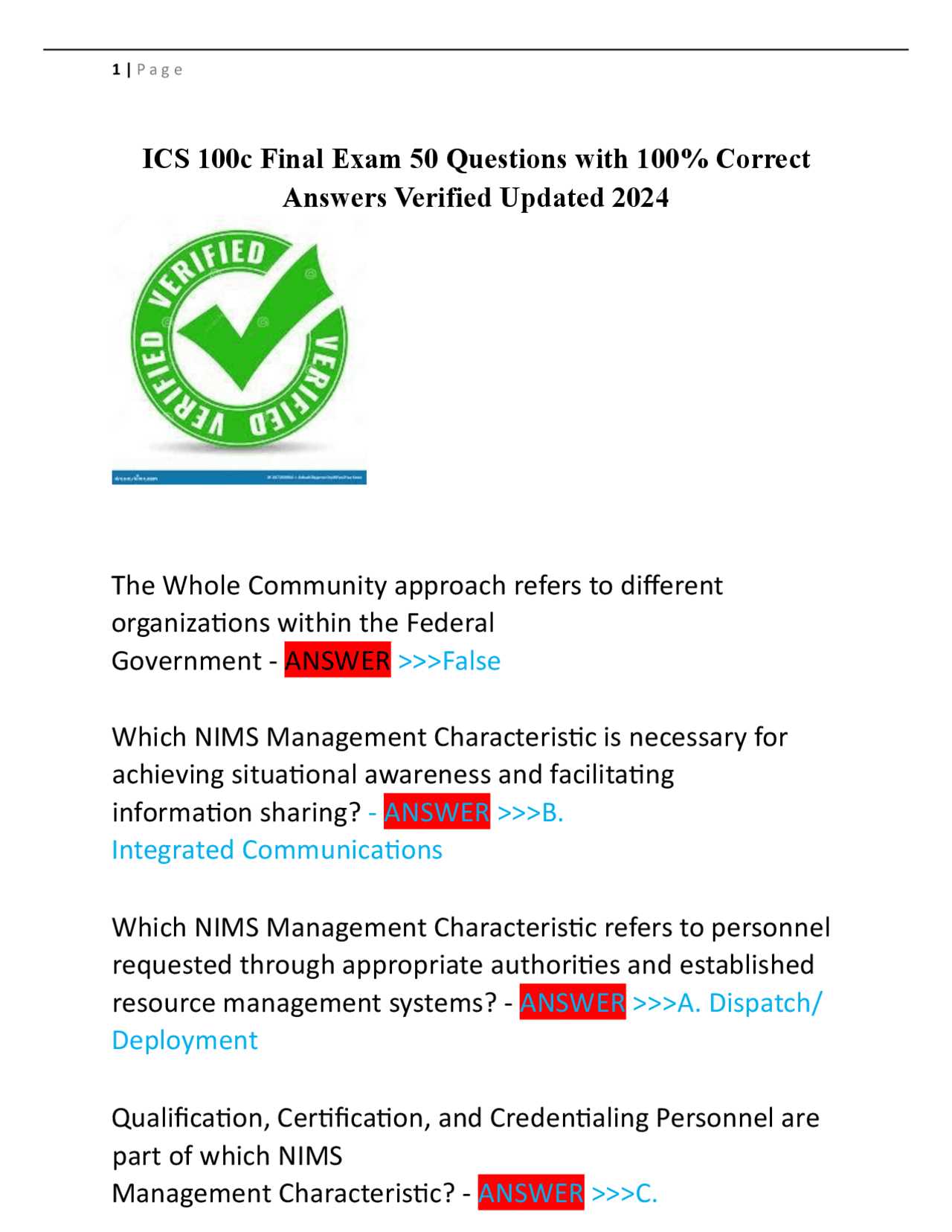 ics i 100 final exam answers