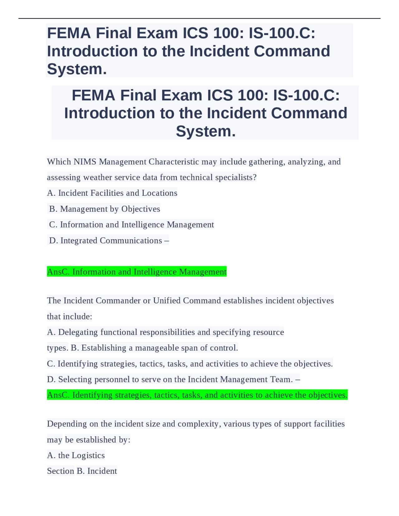 ics i 100 final exam answers