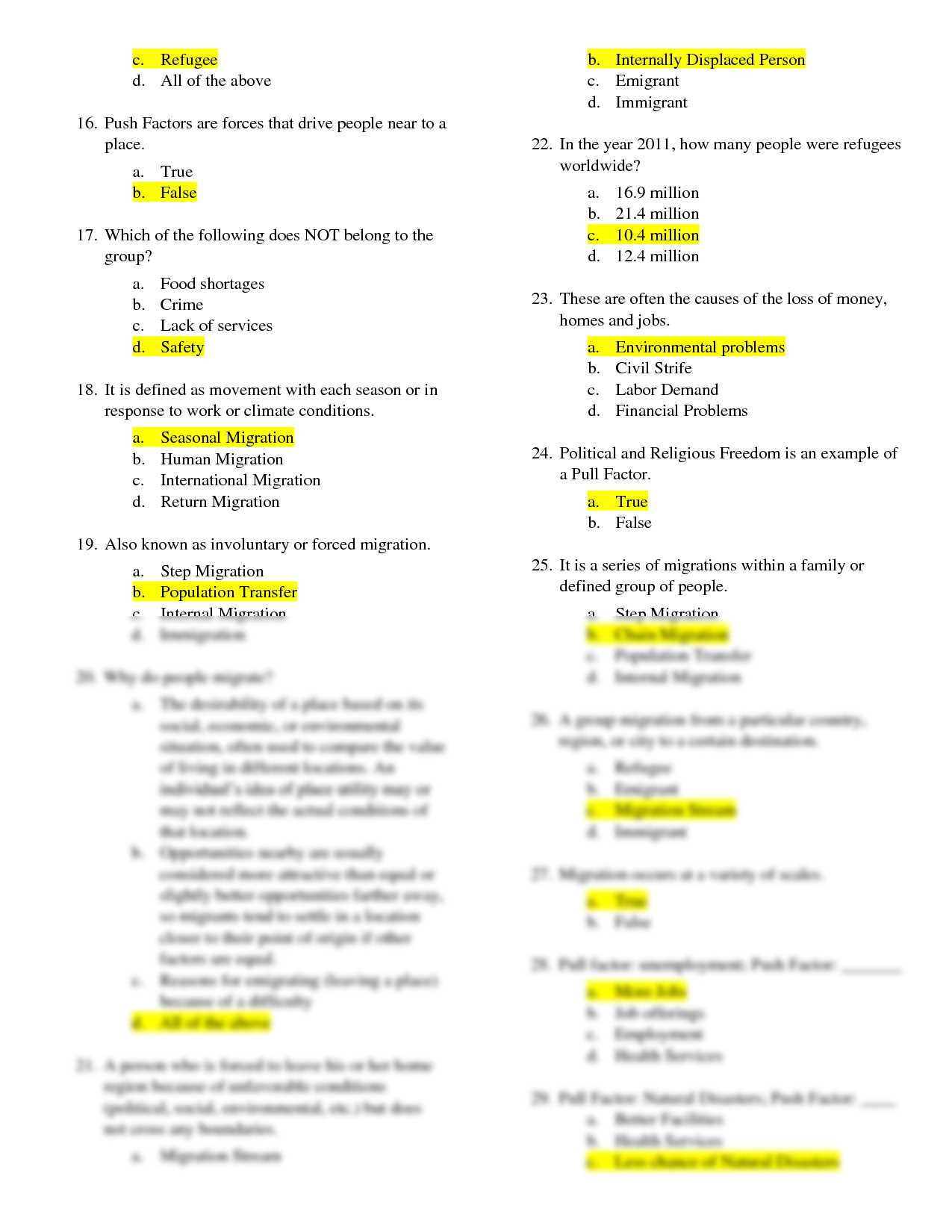 immigration exam questions and answers