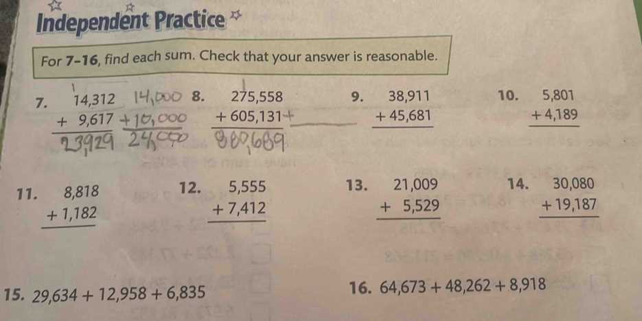 independent practice answers