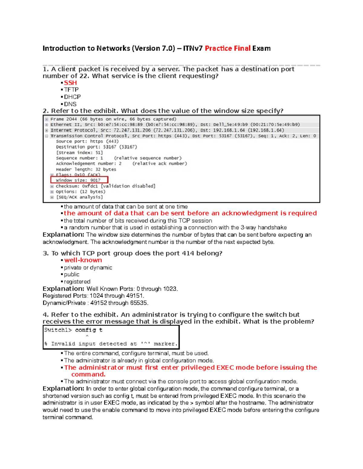 introduction to networks final exam answers