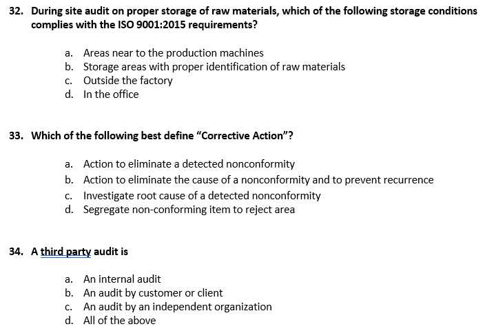 iso 9001 lead auditor sample exam questions and answers