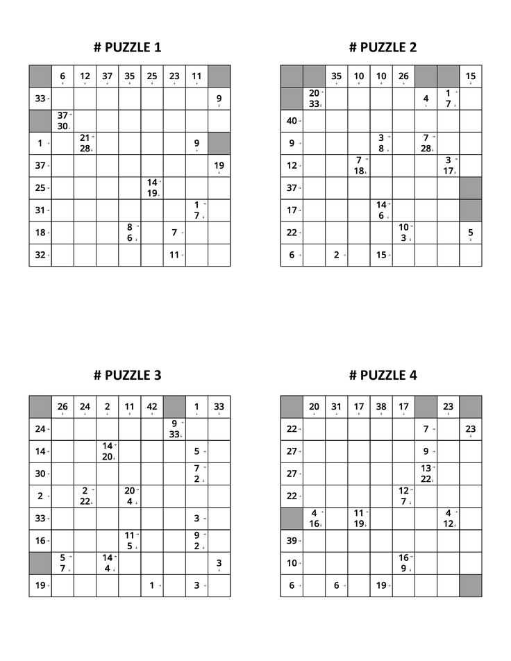 kakuro puzzles with answers printable