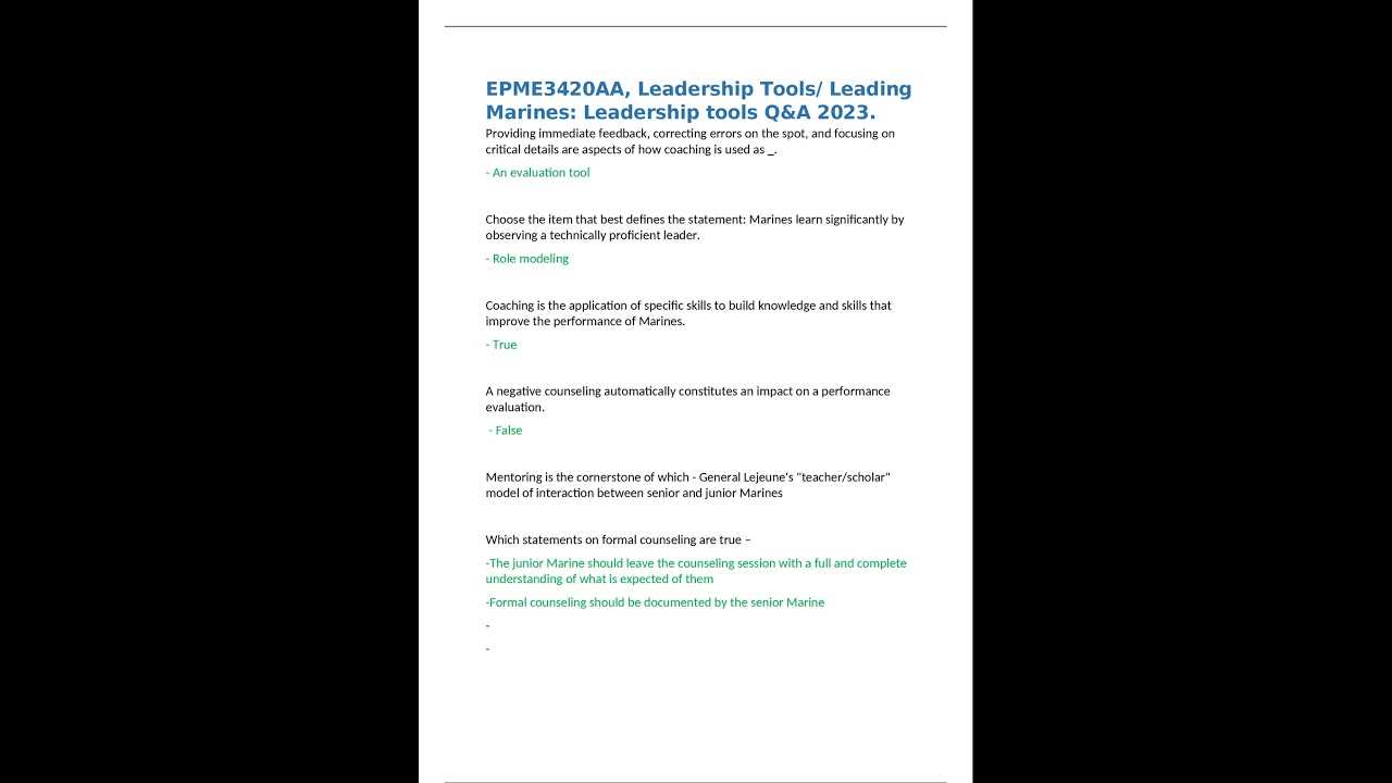 leadership tools eoc exam answers