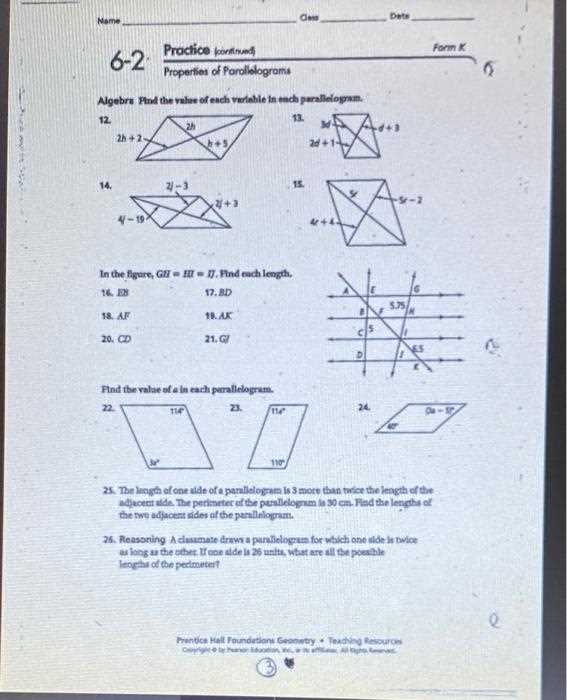 lesson 6.2 practice a properties of parallelograms answer key