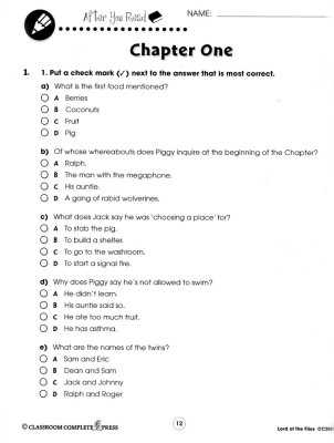 lord of the flies answer key