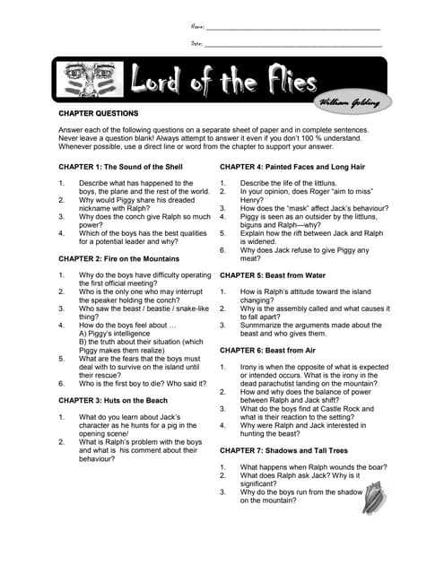 lord of the flies chapter 3 answers