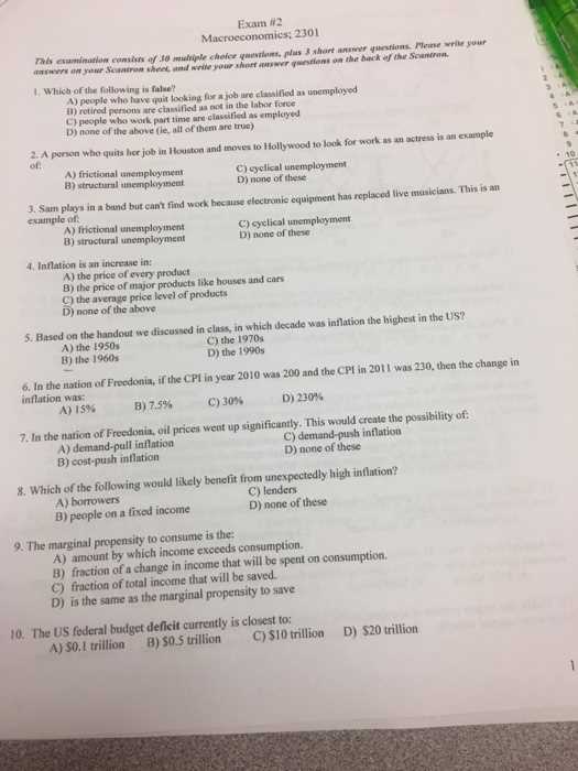 macroeconomics exam questions and answers