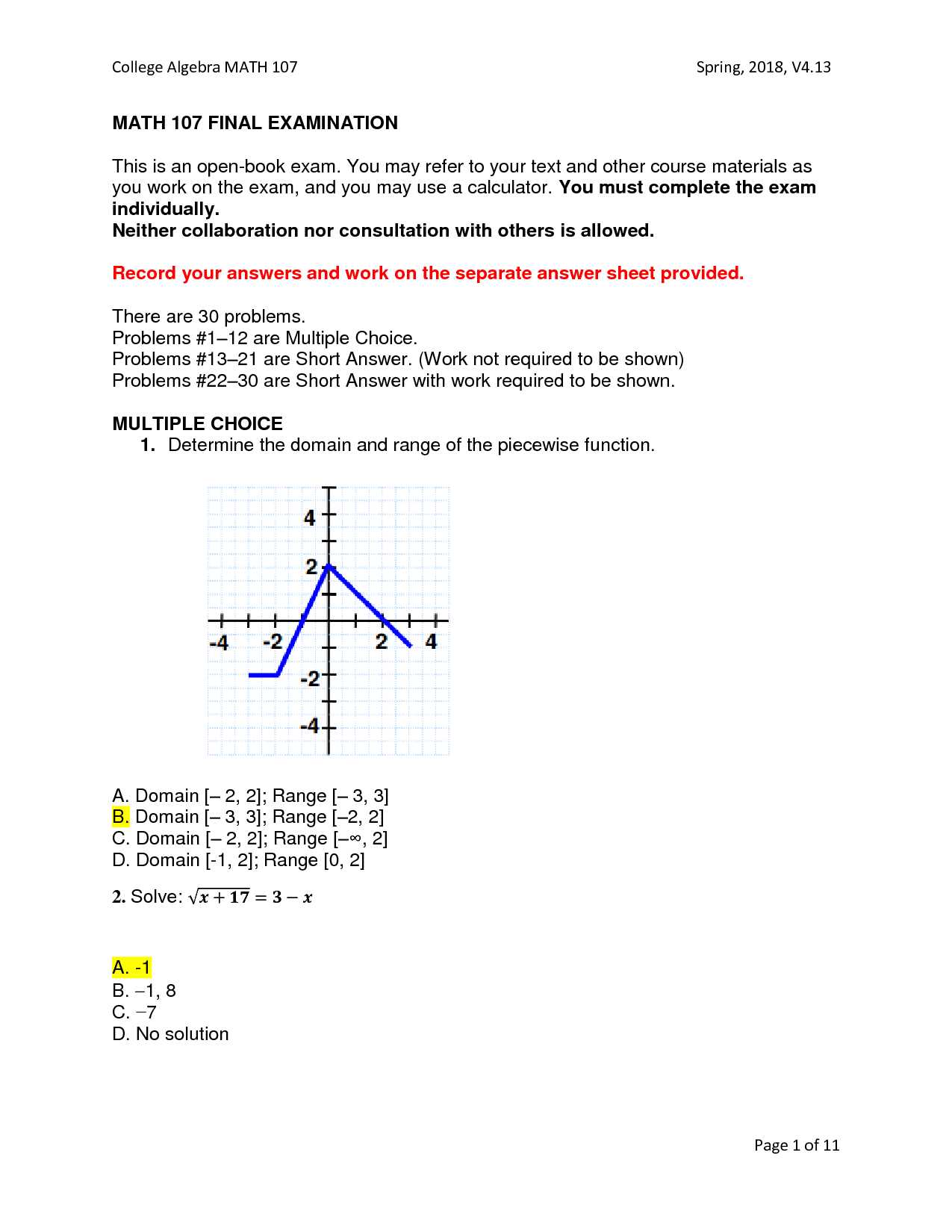 math 107 final exam answers