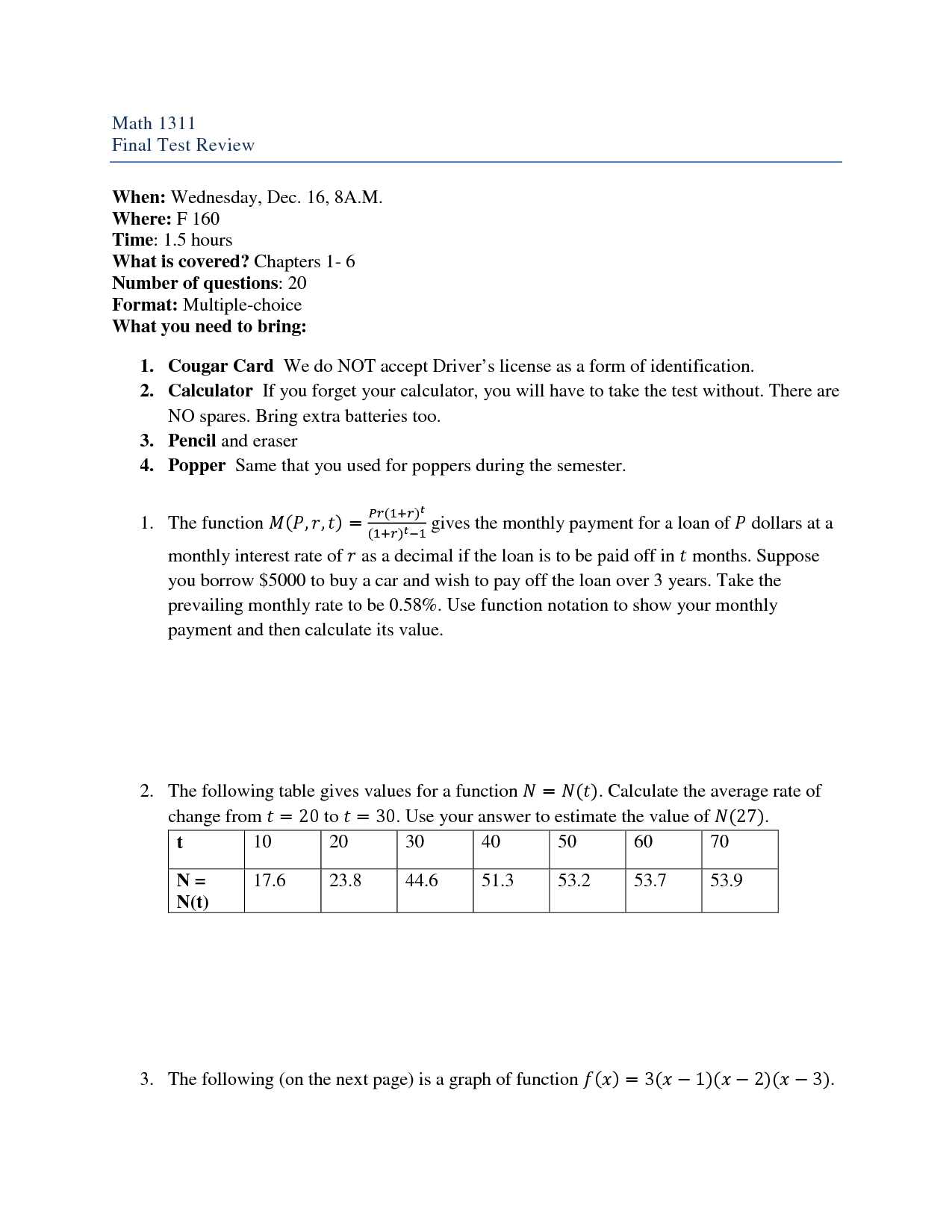 math 2 exam review answers