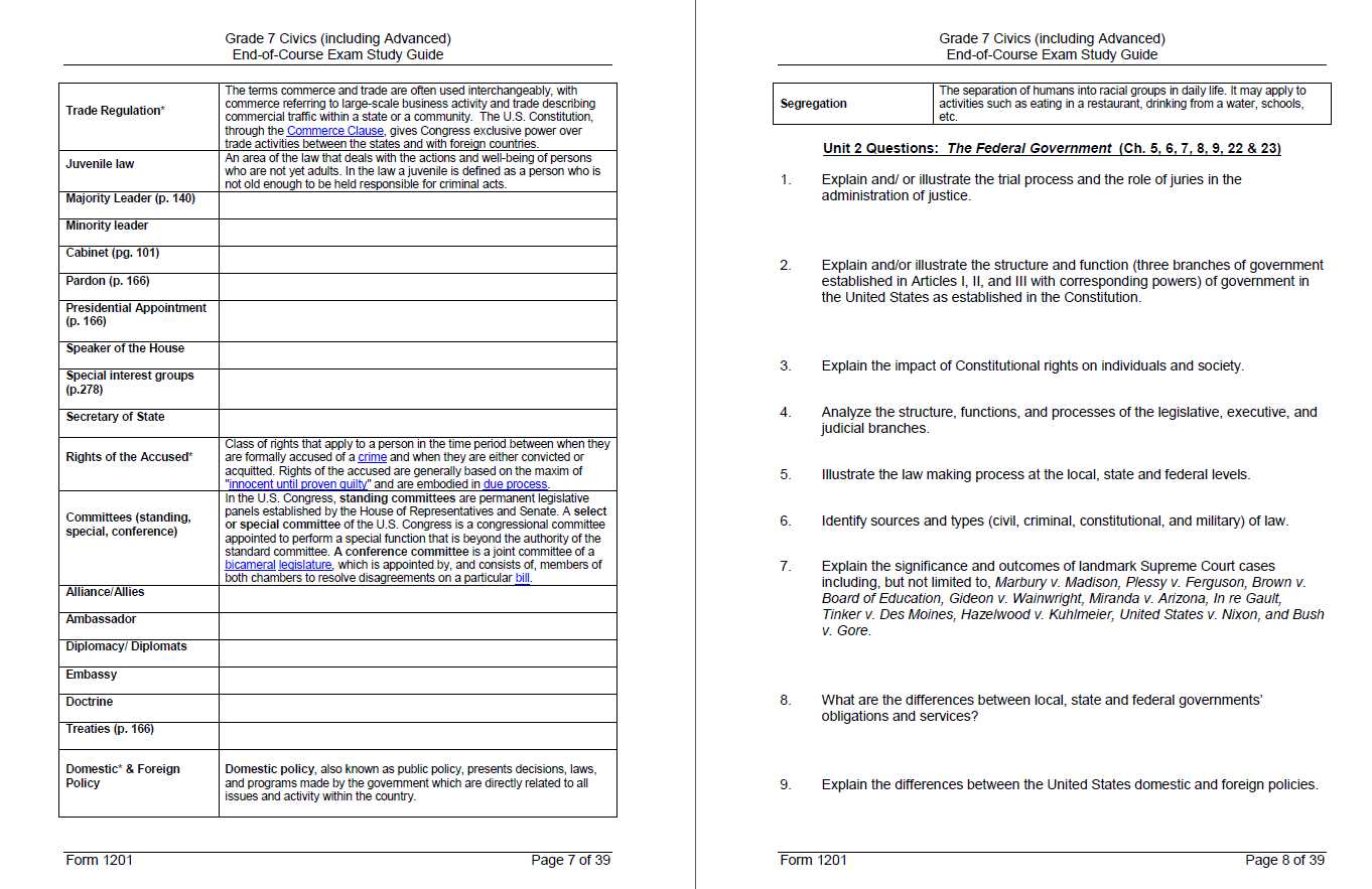 mj civics end of course practice exam answer key