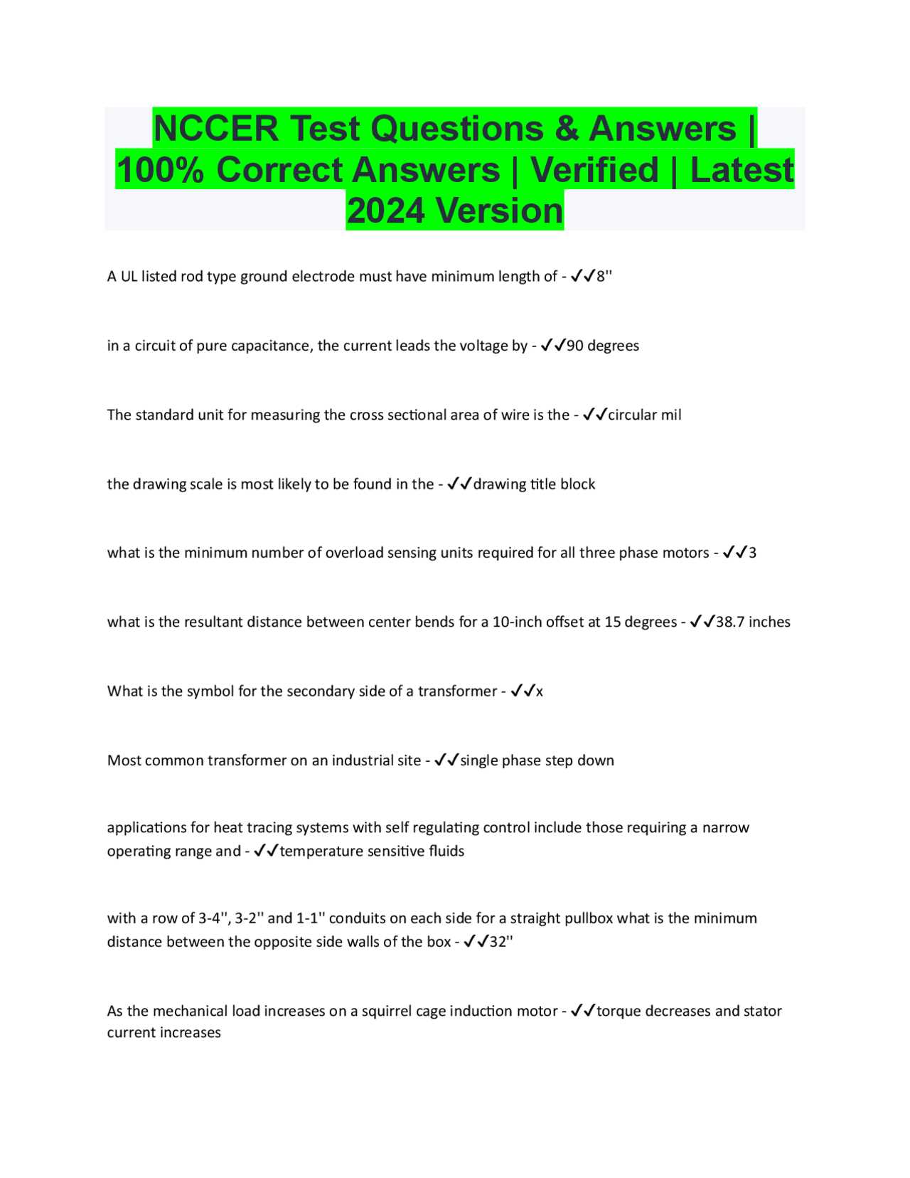 nccer exam answers