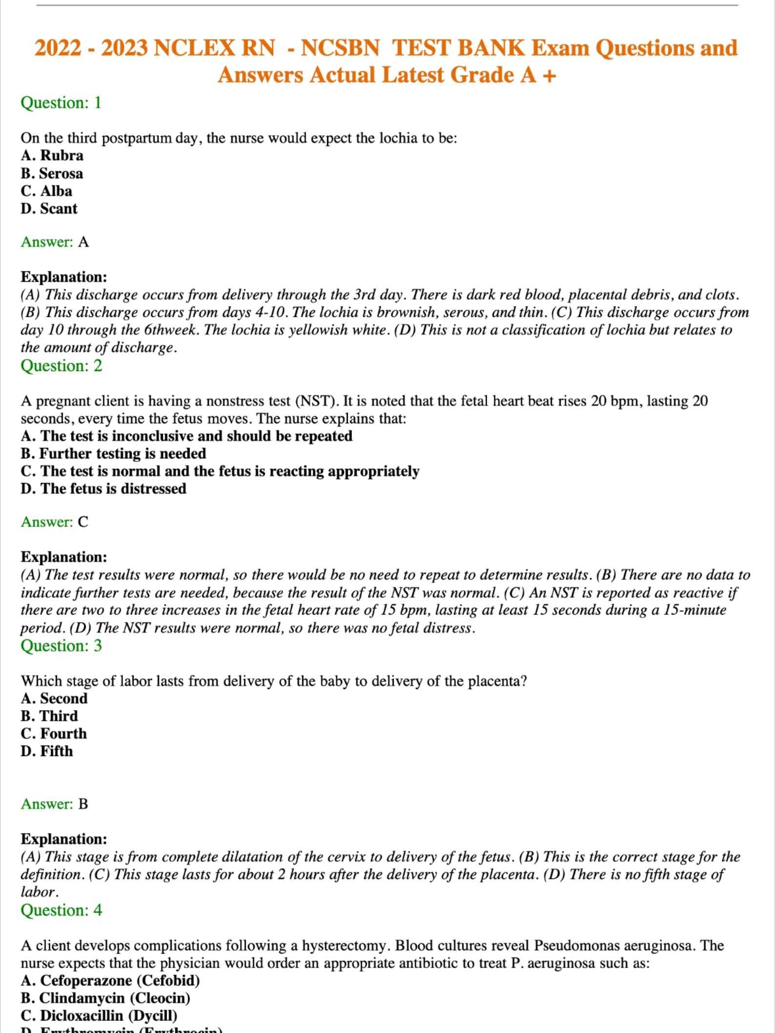 ncsbn nclex exam preview answers