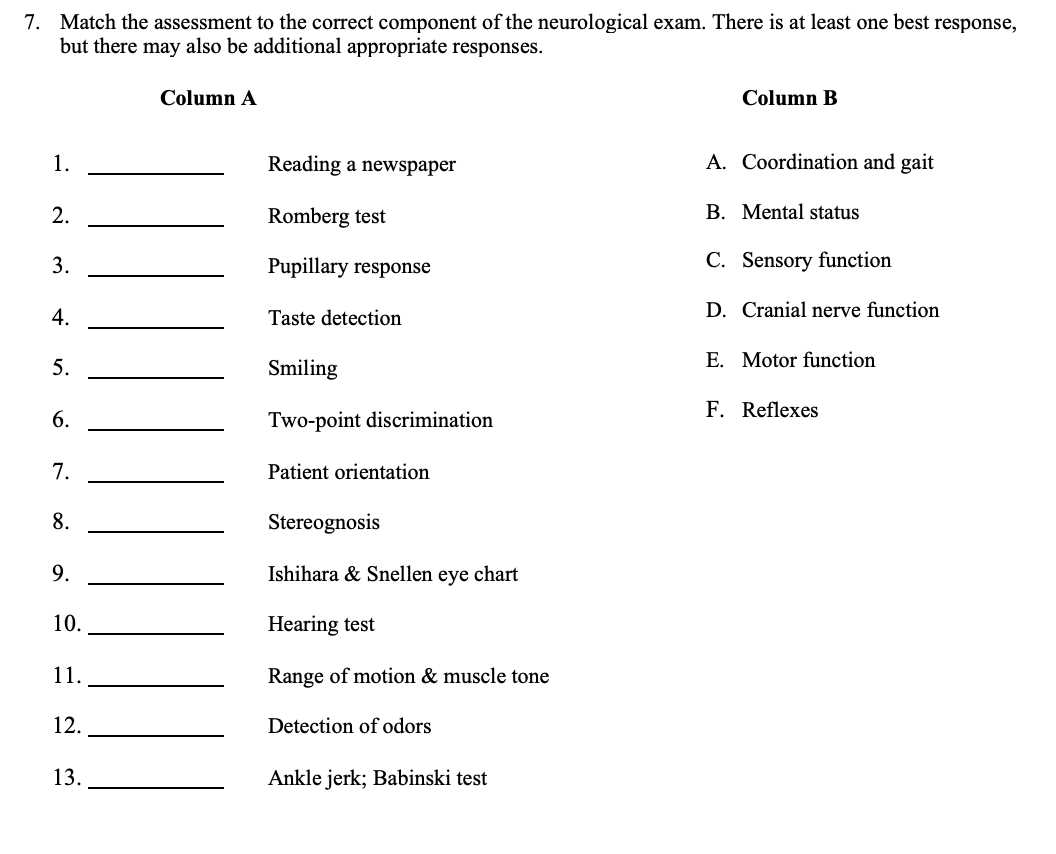 neuro exam sample questions and answers