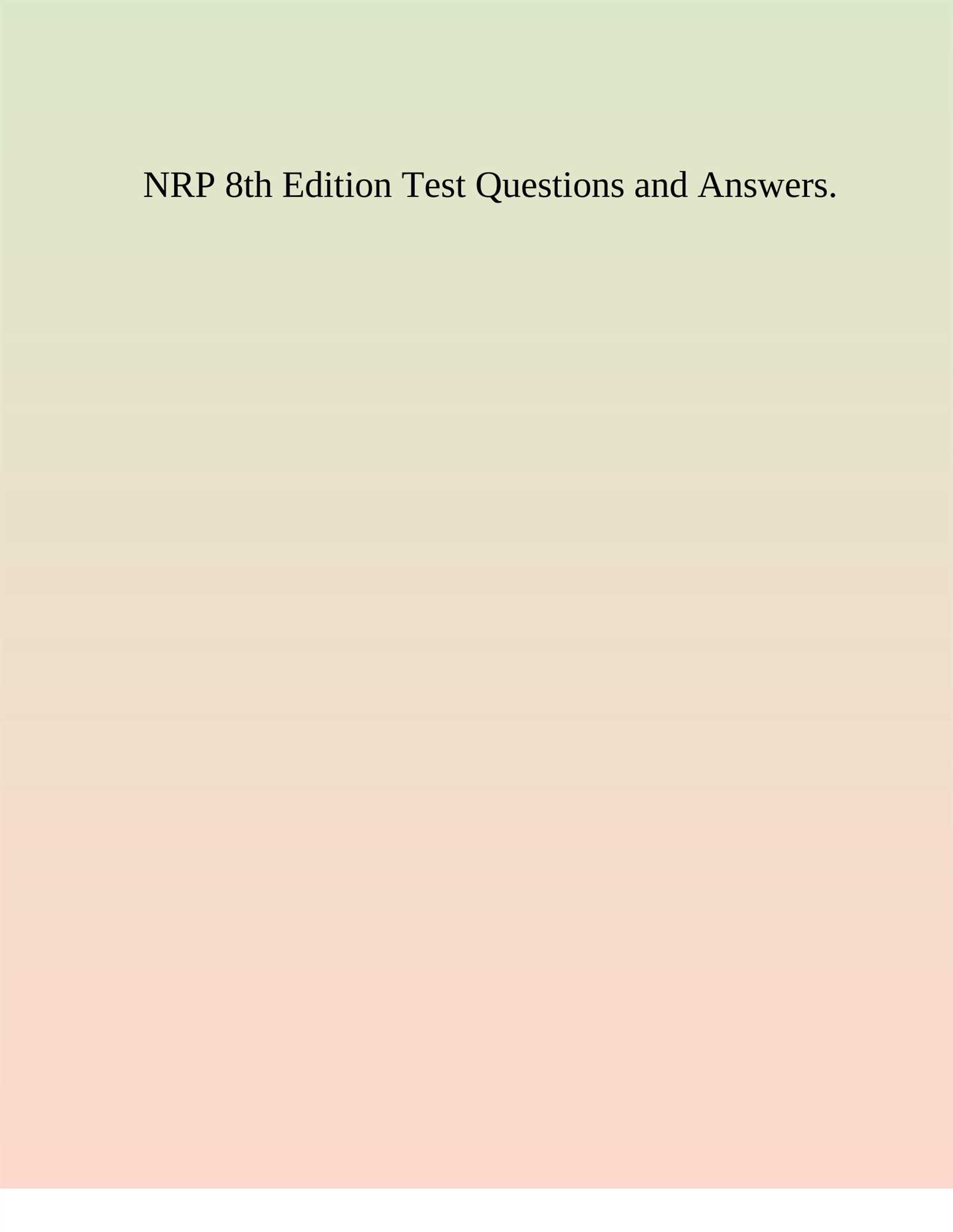 nrp instructor exam answers 8th edition