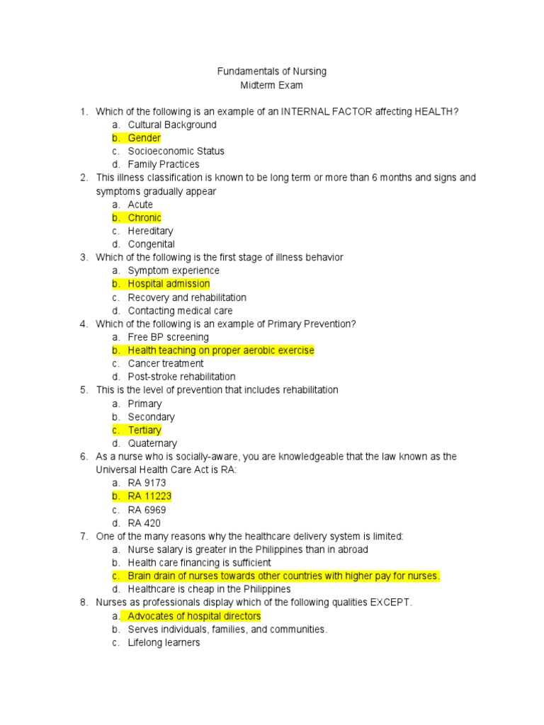 nursing fundamentals practice exam