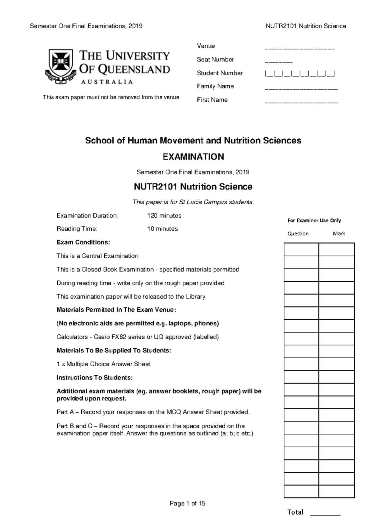 nutrition final exam questions and answers