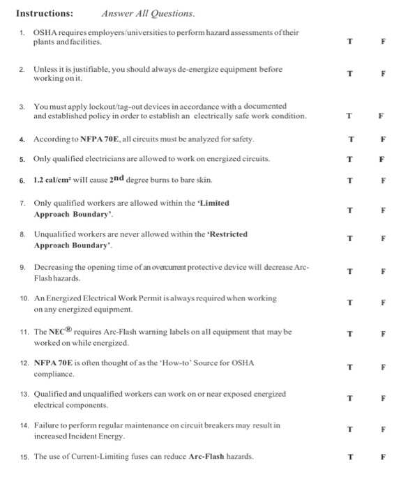 osha 10 electrical safety exam answers