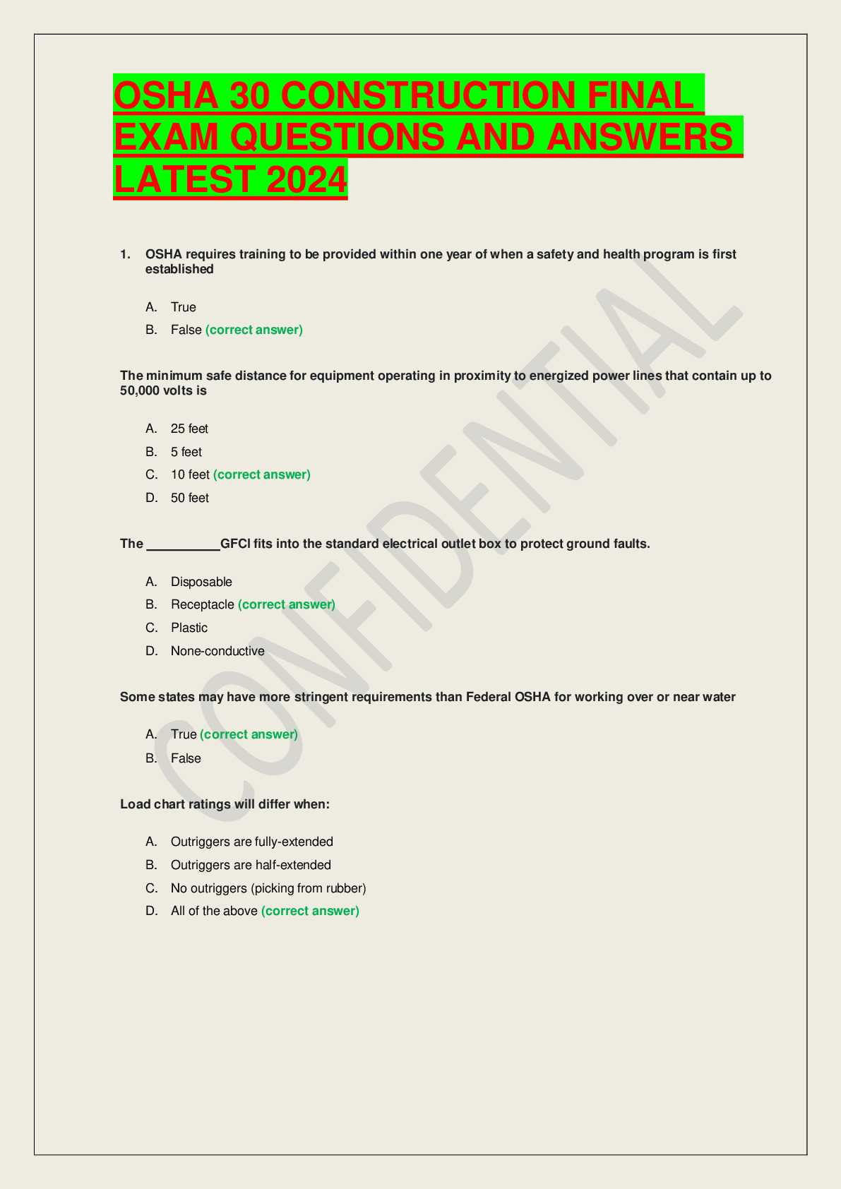 osha 10 final test answers