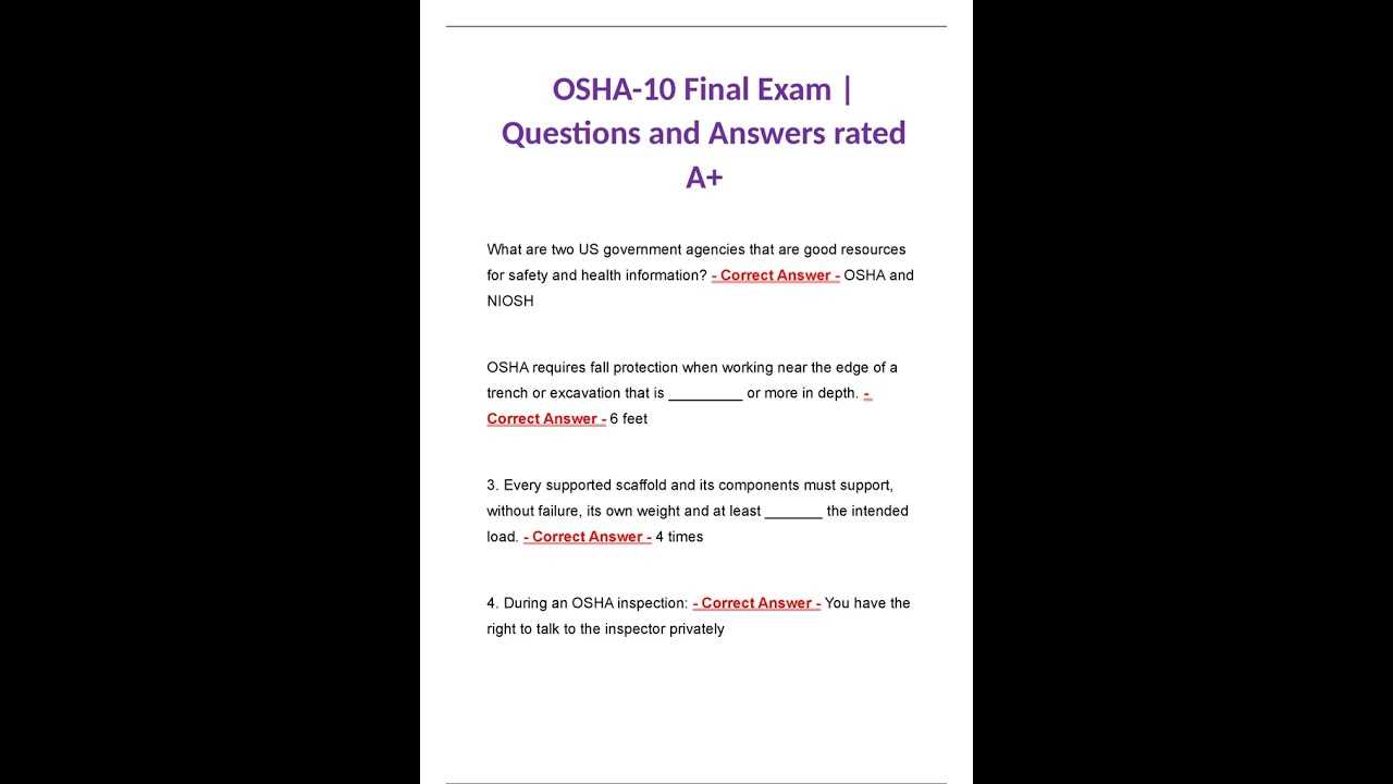 osha 10 hour final exam answer key