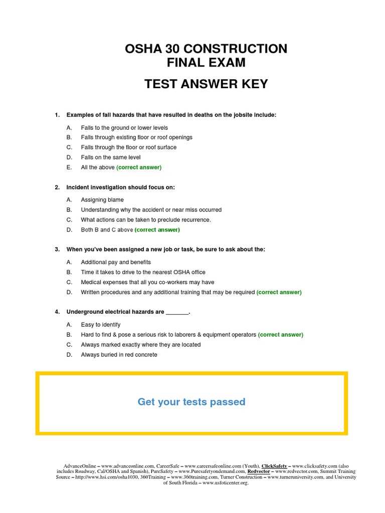 osha 30 final exam answers 2025 free