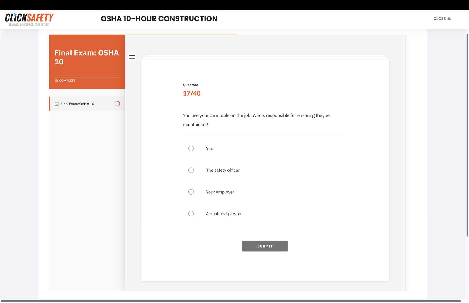 osha final exam questions and answers