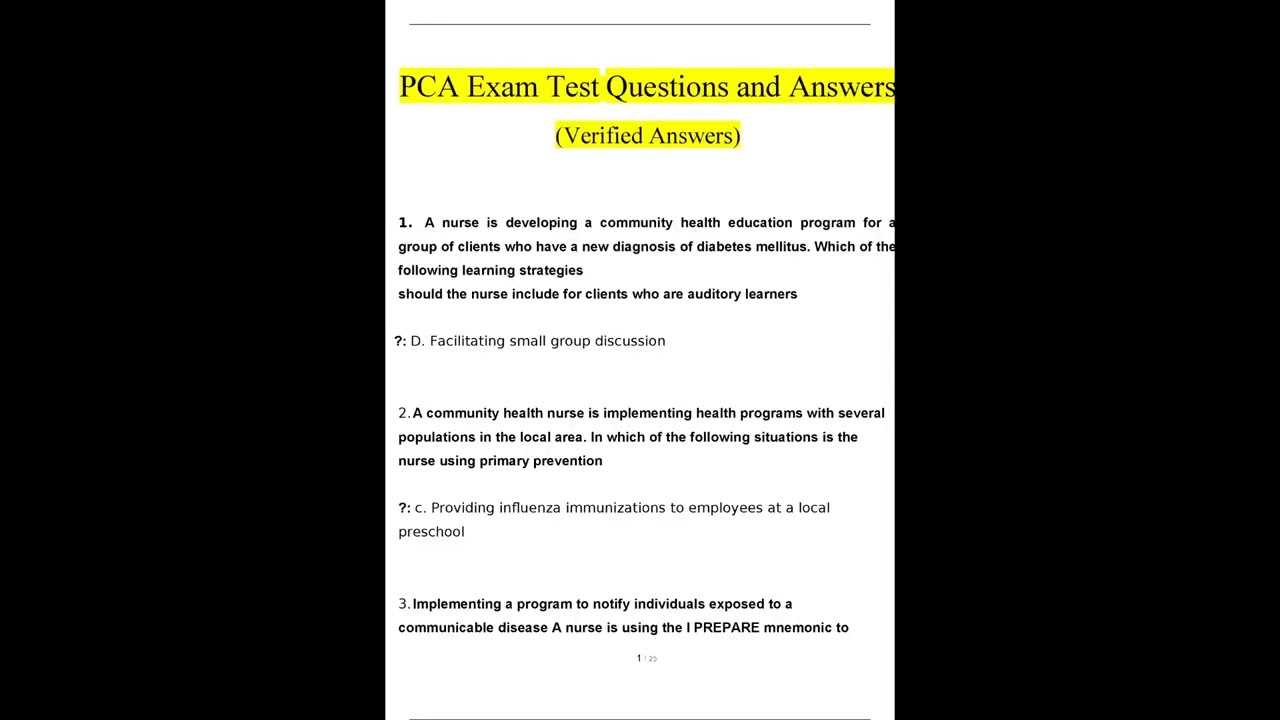 pca test answers