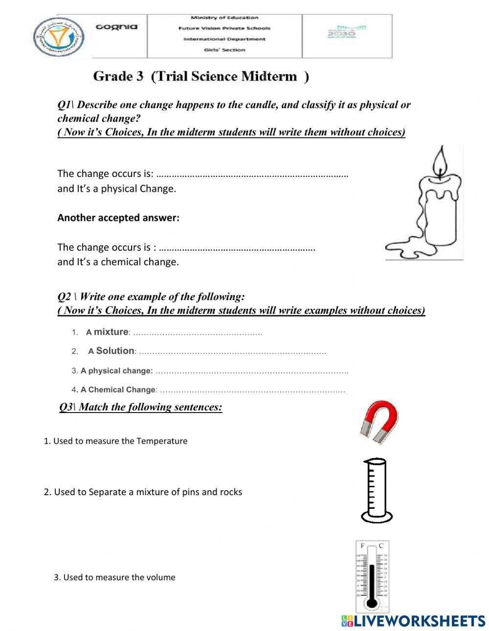 physical science midterm exam answers