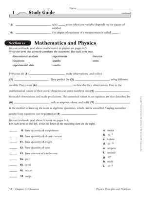 physics principles and problems chapter 2 study guide answers