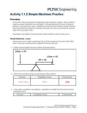 poe practice test simple machines answers