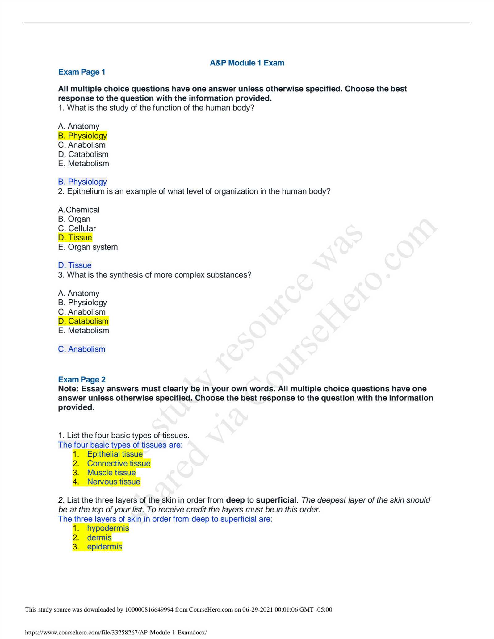 portage learning statistics exam answers