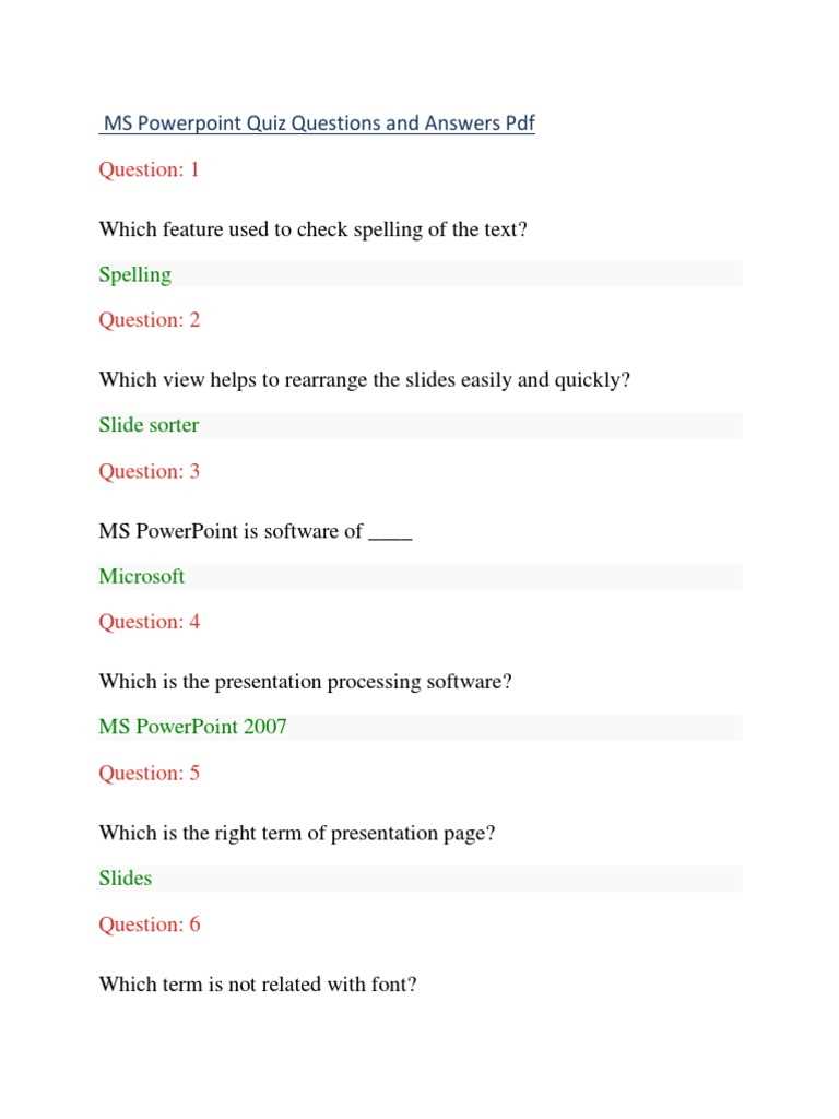 powerpoint exam questions and answers