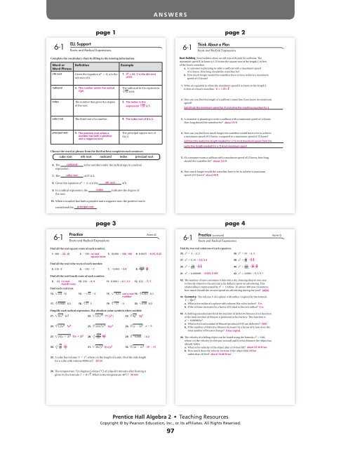 prentice hall algebra 1 chapter 6 answers