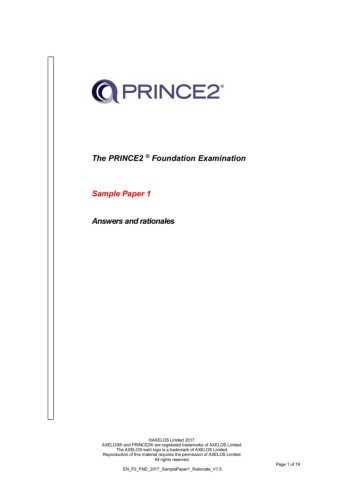 prince2 foundation exam answers