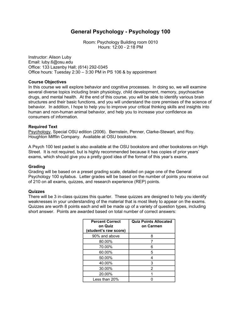 psychology 100 final exam answers