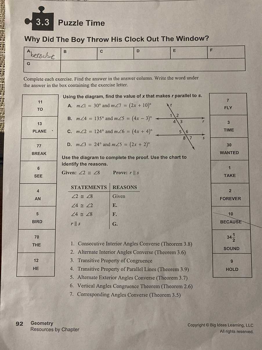 puzzle time answers